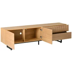 MODFU TV-Schrank aus Spanplatte in Natur mit Wellenmaserung, 180 x 38 x 51,5 cm