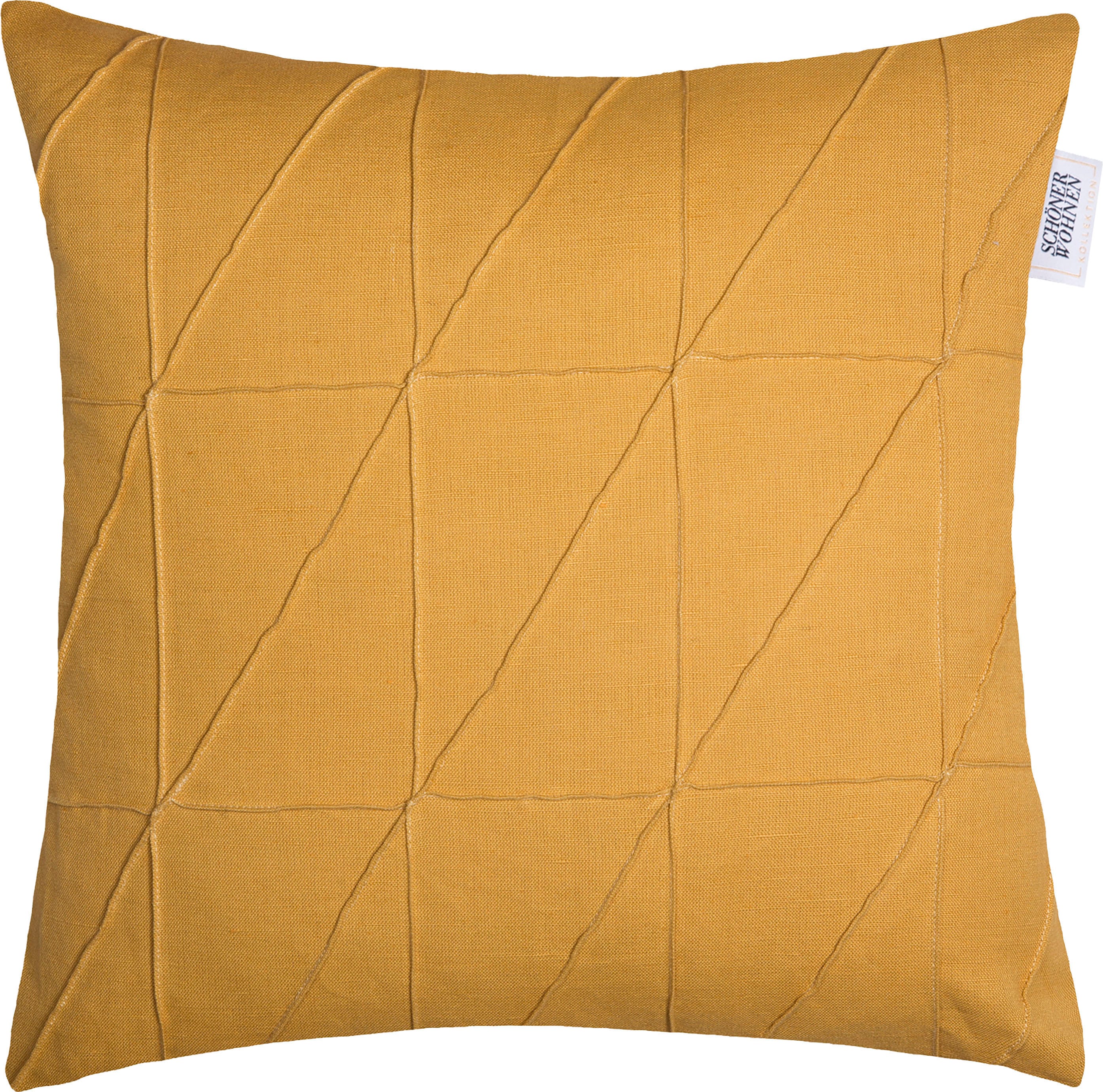 Dekokissen "Across", braun (caramel, unifarben), B:45cm L:45cm, Baumwolle, Leinen, SCHÖNER WOHNEN-KOLLEKTION, Dekokissen_Sitzkissen_Kissenhüllen, mit graphischer Ziernaht