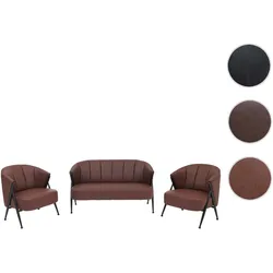 Wohnzimmer-Set HWC-P30, 2er-Sofa 2x Sessel, Vintage Retro Industrial Metall Kunstleder ~ rostrot