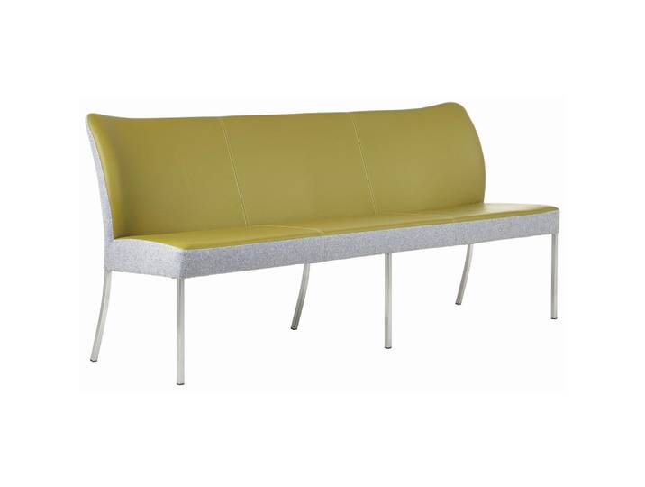 Bert Plantagie Sitzbank, Grau, Grün, Edelstahl, Metall, Kombination Echtleder/Stoff, 3-Sitzer, 200x89x65 cm, Lederauswahl, Stoffauswahl, Esszimmer, Bänke, Sitzbänke
