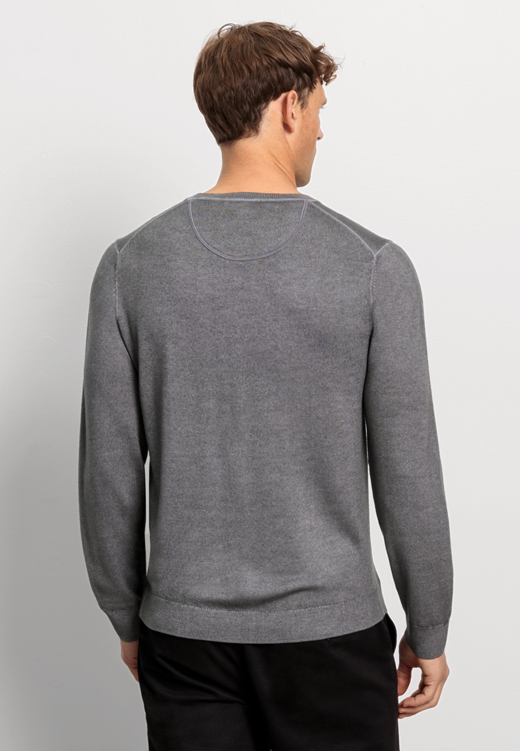 Strickpullover OLYMP "OLYMP Casual Strick, Pullover", Herren, Gr. XL, grau (stein), 100% Schurwolle, Pullover Strickpullover