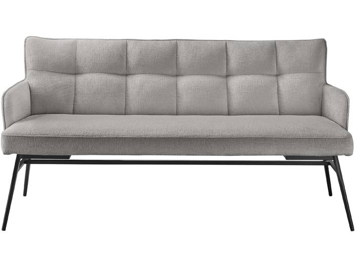 Essbank Tucson , grau, schwarz, B:180cm H:88cm T:68cm, Eisen, Polyester, SET ONE BY MUSTERRING, Sitzbänke, Essbank, Micro-Taschenfederkern und schwarzes Eisen-Gestell für hohen Komfort