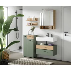 Badezimmer AQUA Grün, Eichefarben 4-teilig