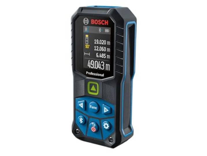 Bosch Professional Télémètre Laser GLM 50-27 CG (Laser Vert\, portée : Jusqu’à 50 m\, Batterie li-ION 3\,7 V\, câble USB\, Robuste\, IP65\, Transfert de données Bluetooth\, dragonne\, Housse)