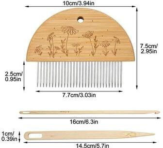 Useful Little Things Large Wooden Frame Tapestry Weaving Loom Kit With Crochet Hook And Braiding Comb b
