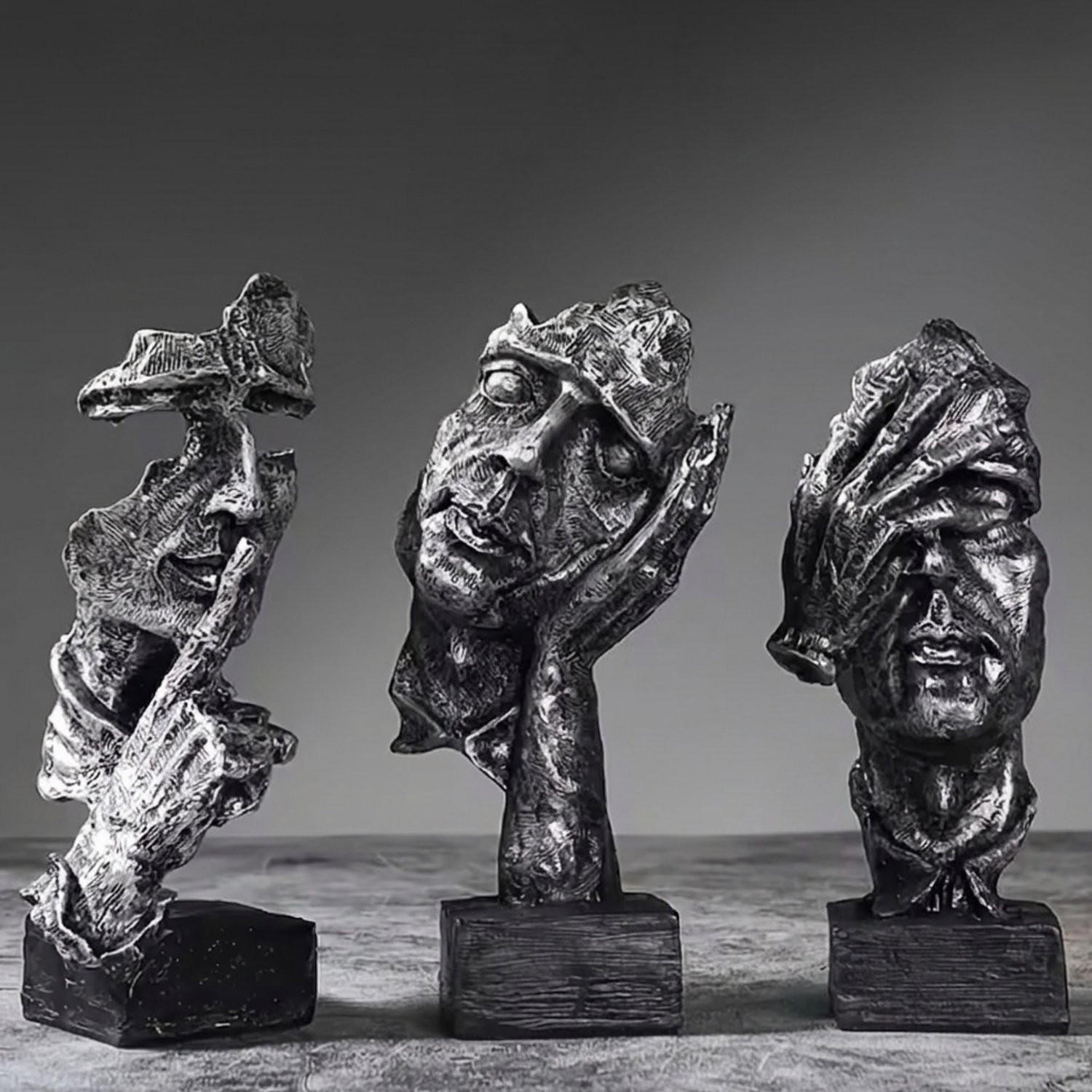 Naleo Horen Zien En Zwijgen Beeldjes - Set van 3 decoratieve tabletop beeldjes
