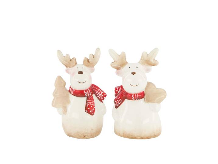 Weihnachtsfigur CHALET CHALET Hirsch Hening Deko , beige (rot weiß), B:6cm H:10cm, Dekofiguren, Weihnachtsfigur