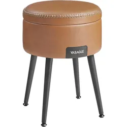 Hocker in Cognac/Schwarz Lederlook aus Metall,