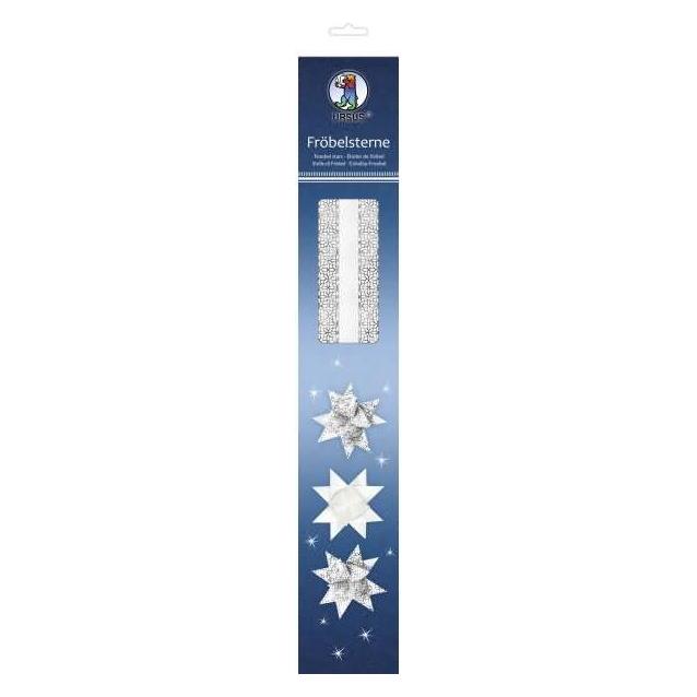 Ursus Faltstreifen Fröbelsterne 1,5x45cmVE=80 Stück 2 Designs weiss/silber (80x) (34930000F)