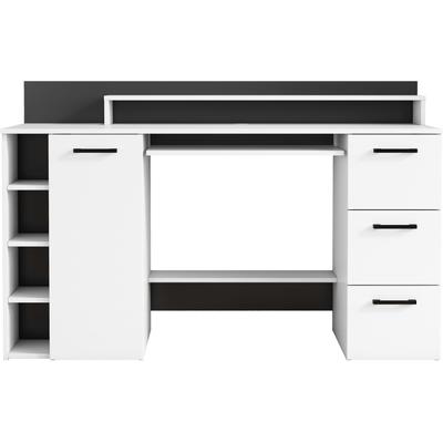 Schreibtisch OTTO HOME "Moid", weiß (weiß, weiß, weiß), B:140cm H:74cm T:55cm, Tische, Schreibtisch, mit Schubladen, Tastaturauszug und Monitorablage, Breite 140 cm