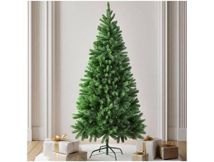 Sapin de Noël artificiel moulé par injection avec support métallique - 180 cm, sans guirlandes lumineuses