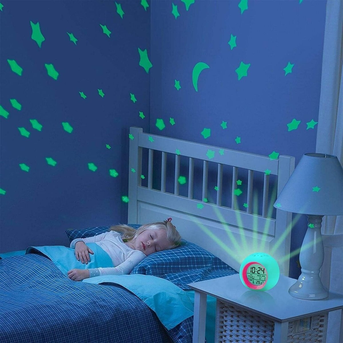 Digitale Alarmklok voor Kinderen met Licht en Projectie, 7 Kleuren