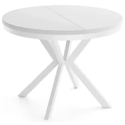 ESSTISCH Cloud runder ausziehbarer, Weiß 120-200/120/76 cm