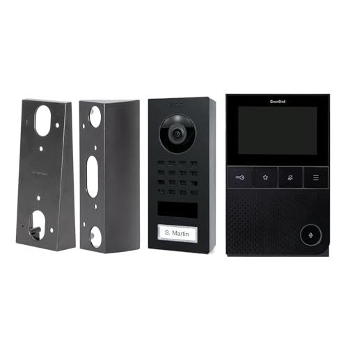 DoorBird D11 Business-set video-intercom in grafiet zwart met video-binnenstation en wandmontage-adapters