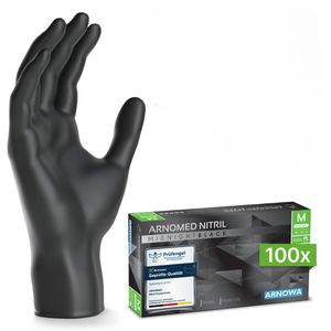 Arnomed Einmalhandschuhe Nitril Midnight Black, 100 Stück, Nitril, schwarz, chemikalienbeständig, lebensmittelecht, Gr.XL