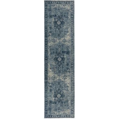 Läufer FLAIR RUGS "Antique Vintage-Muster", blau, B:60cm H:4mm L:230cm, Baumwolle, Kunstfaser, Teppiche, Läufer, Chenille Stil Teppich, Wohnzimmer, Schlafzimmer, Esszimmer