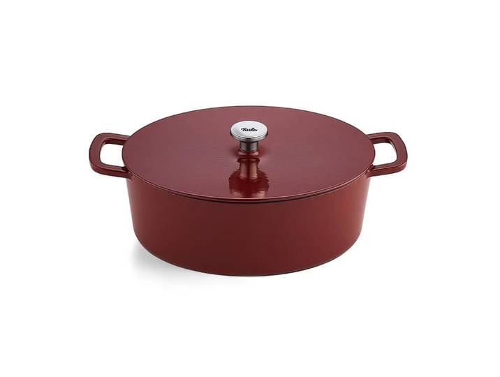 Fissler Bräter Moments Collection Gusseisen Bräter oval 33cm Burgunderrot, Gusseisen (Packung, 1-tlg., 1 Gusseisen Bräter), oval, für alle Herdarten inkl. Induktion, hitzebeständig bis 250°