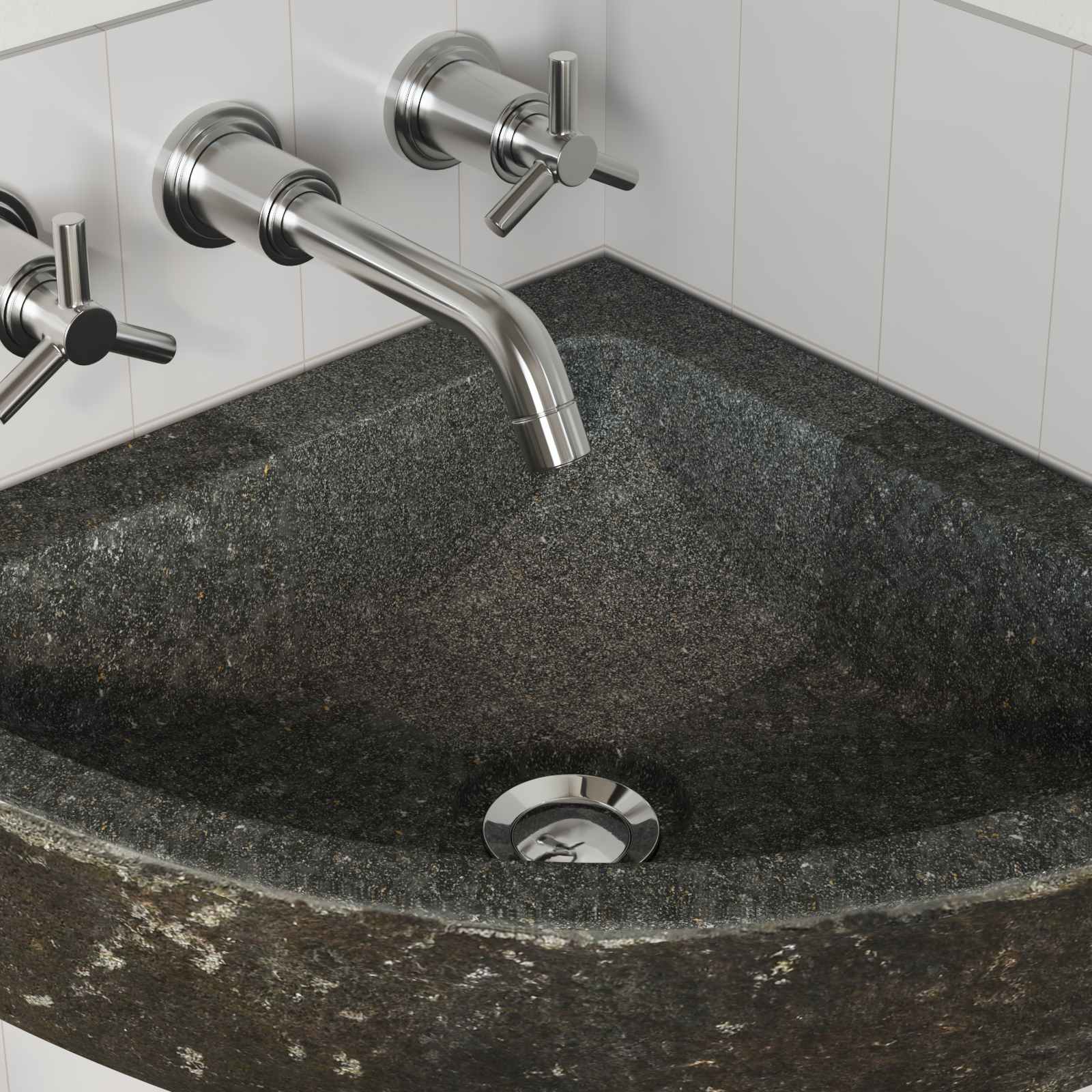 vidaXL Lavabo Gris (38-45) x (38-45) x 12 cm Pierre de Rivière