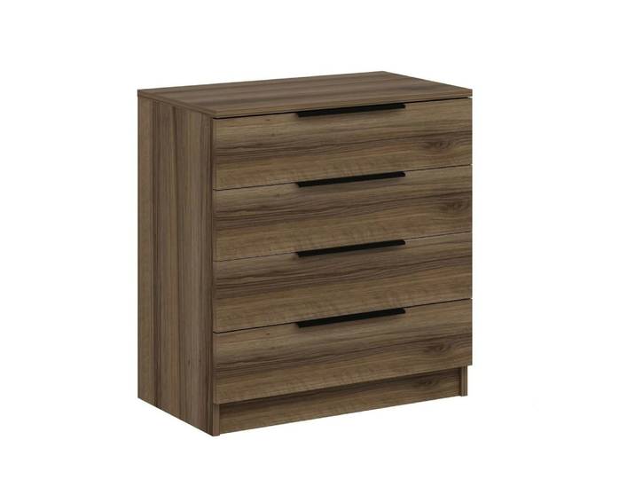 Commode de chambre 4 tiroirs décor bois brun