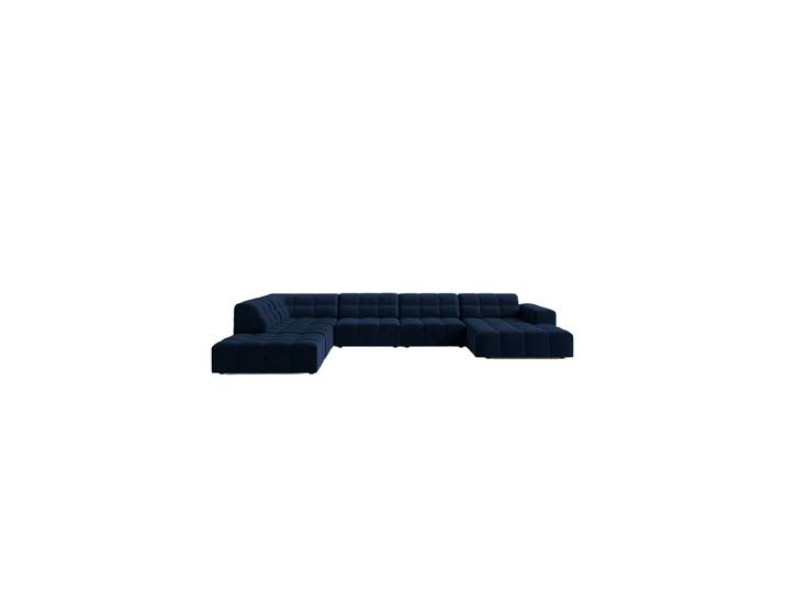 7-Sitzer Design Panorama-Sofa „Chicago“ Samt Königsblau chosen by Bloomingloft