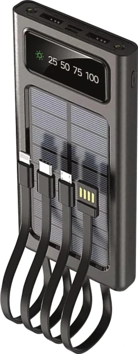 2GO Powerbank Solar 10000mAh schwarz mit LED Taschenlampe