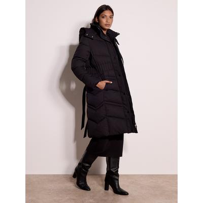 Langjacke APRICOT "Puffermantel mit Gürtel", Damen, Gr. 8, schwarz, gewebt, , Modisch, figurbetont Lang, Elastische Bündchen, Jacken Langjacke, mit Gürtel