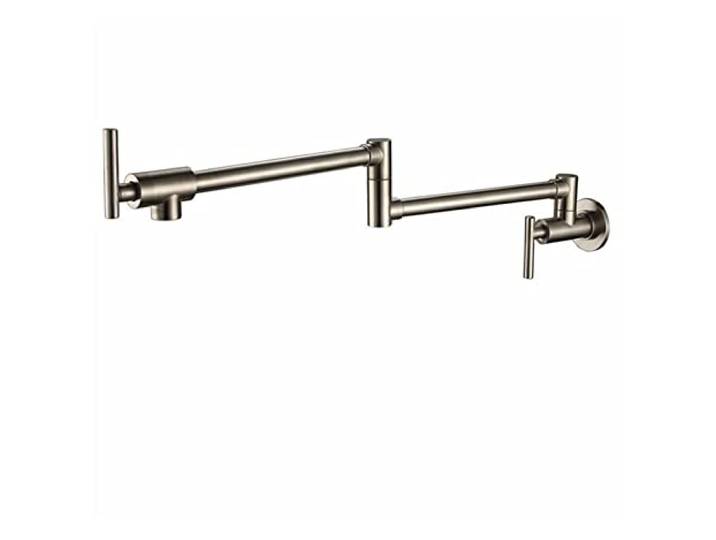 Küchenarmatur, Messing-Topffüller-Wasserhahn, Wandmontage, for Küchenspüle, Schwarz, einzelne kalte Wasserhähne, Einloch-Wasserhähne, 360-Grad-Drehung, klappbarer Auslaufzapfen(3)