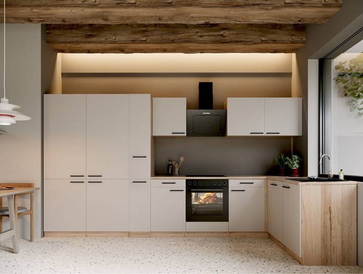 RESPEKTA Winkelküche Merle, Winkelküche Merle, Breite 370 cm, mit Soft Close, French-Door-Design