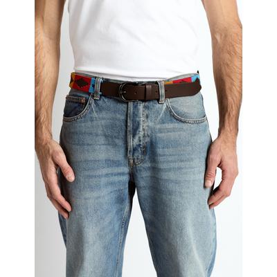 Ledergürtel JCC "31025097", Herren, Gr. 95, braun (braun, multicolor), Obermaterial: 100% Büffelleder, Stickerei: 100% Polyester, Gürtel Ledergürtel