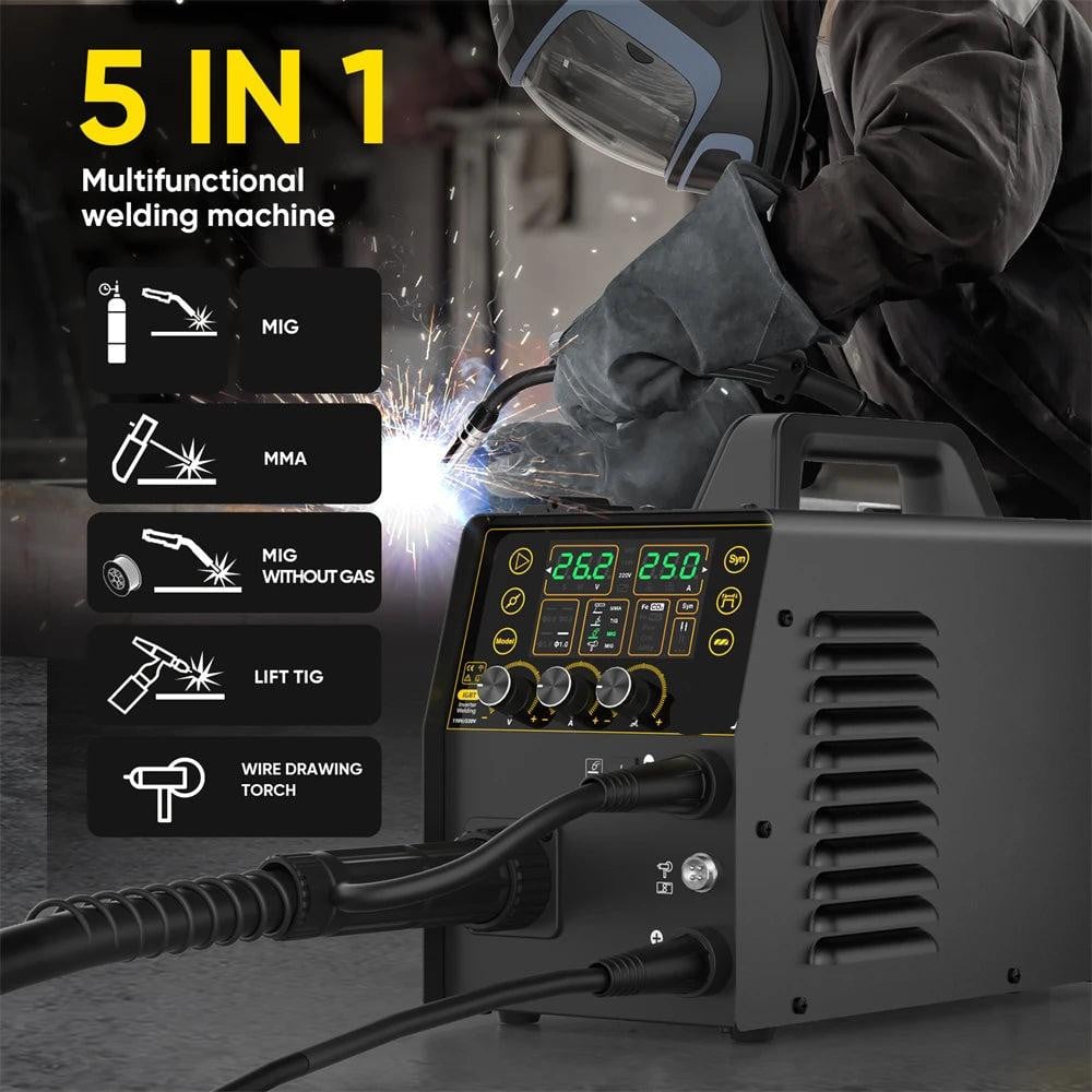 Selius 4-in-1 Elektrode Lasmachine - Synergisch Inverterlassen - 200A - Zwart