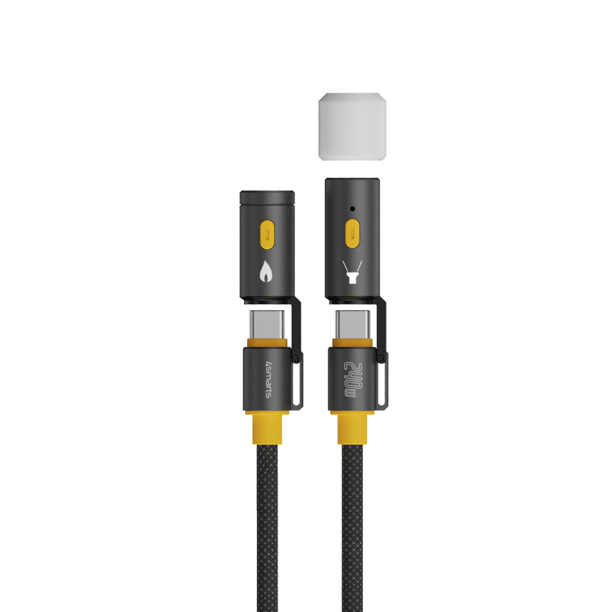 4smarts 3-in-1 USB-C Kabelset Explorer, 240W, 1,5 meter, zwart