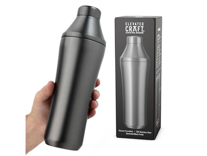 Hybrid-Cocktail-Shaker, vakuumisolierter Edelstahl, Rotguss, 800 ml Hybrid-Cocktail-Shaker mit vakuumisoliertem Edelstahl, innovatives Messsystem, Gunmetal, 793.8 g