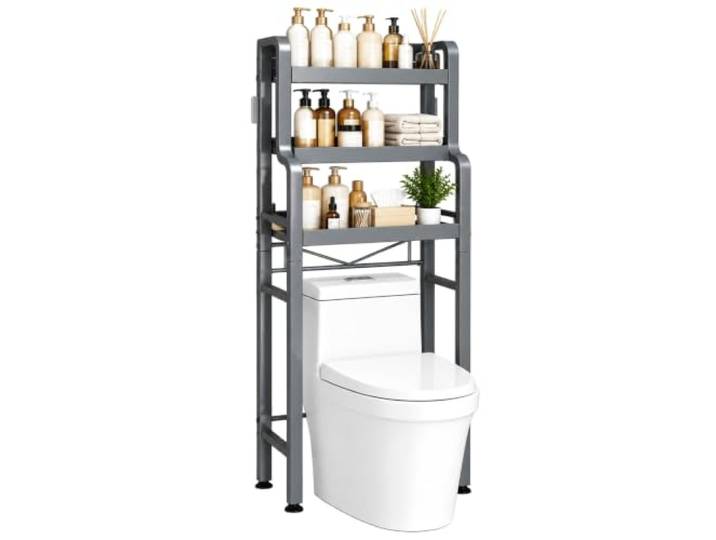 JINGSHIQIAOPL Metall Regal Über Toilette Oder Waschmaschine Waschmaschinenschrank für Den Bereich Über der Toilette aus Verstärktem Stahl 20 mm(Black,52x22x164cm/21x9x65in)