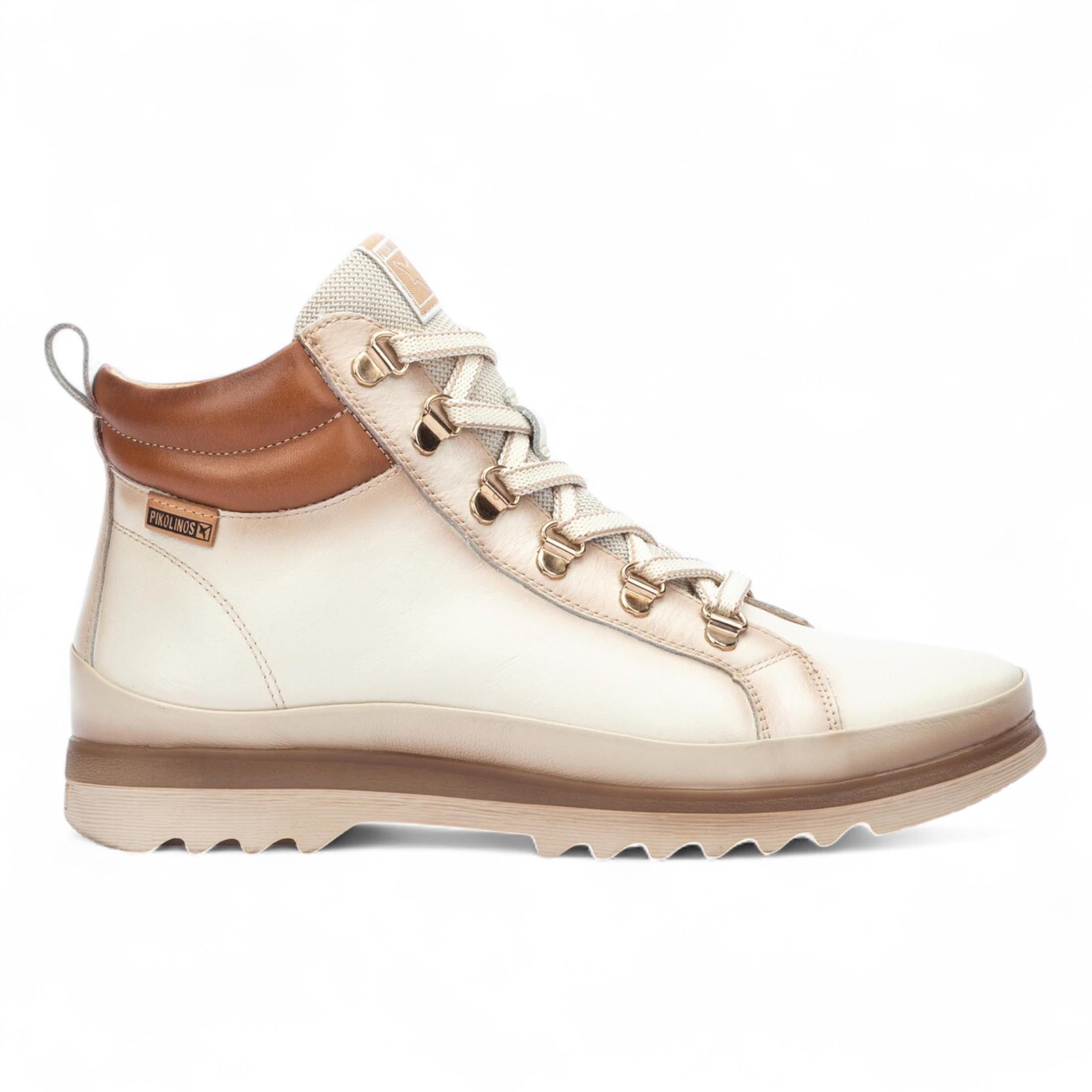 Pikolinos Damen Nata Weiße Leder-Stiefeletten - Vigo