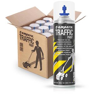 AMPERE Markierungsspray Traffic Paint, blau, Langzeit, 12 Dosen je 500 ml