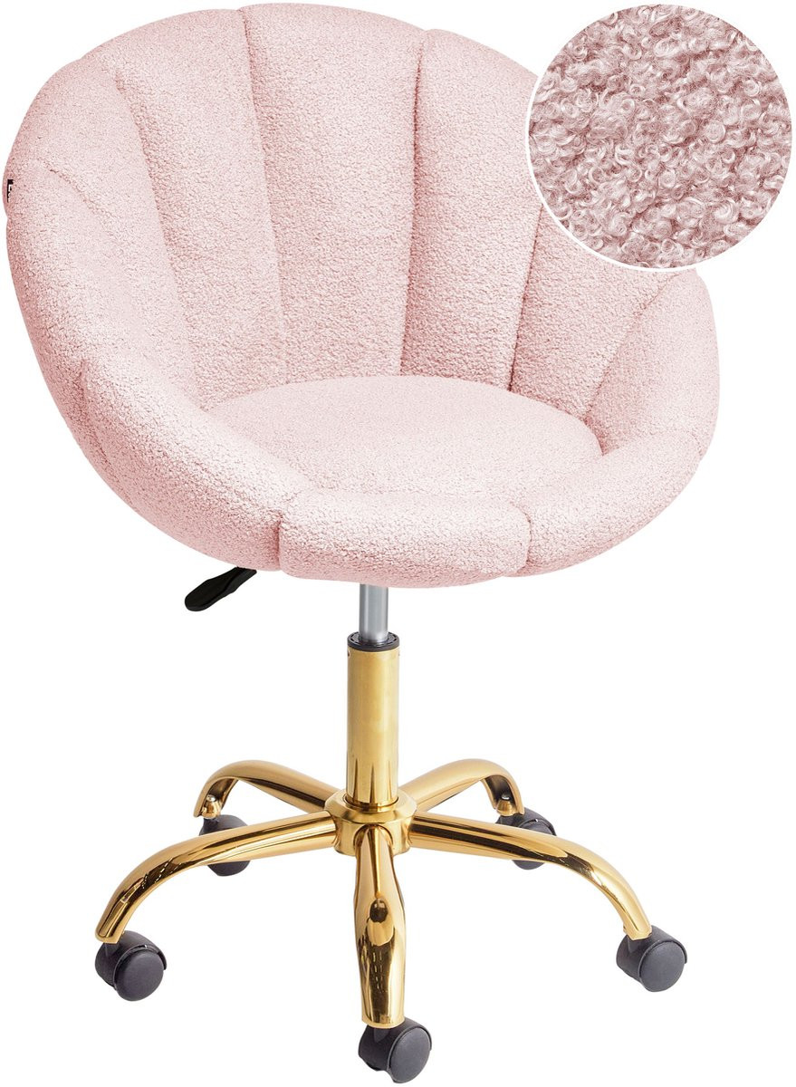 Beliani Annabelle Bureaustoel - Pastelroze - Bouclé