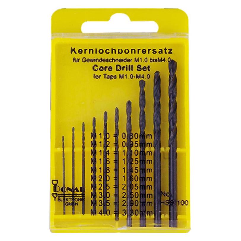 Donau HSS Kernlochbohrer Set (0.8 Millimeter, 0.95 Millimeter, 1.1 Millimeter, 1.2 Millimeter, 1.45 Millimeter, 2.5 Millimeter, 3.3 Millimeter) (HSS100)