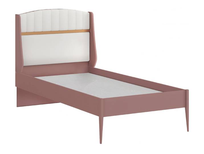 Möbel-Zeit Jugendbett DREAM 100x200 cm – Puderrosa/Cremeweiß – Gepolstertes Kopfteil