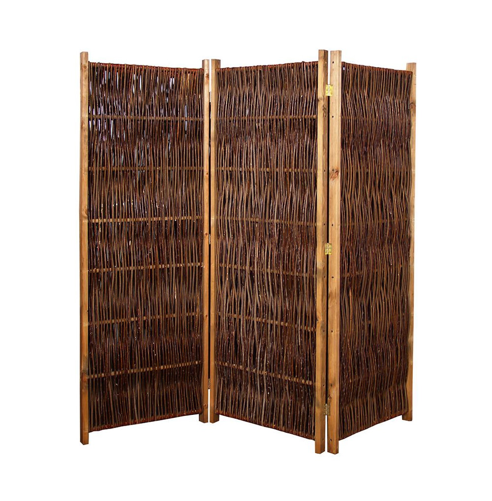 JUNGELMAR Paravent Laos, 3-teilig Weide, 180x180cm,mit Rahmen 16979815