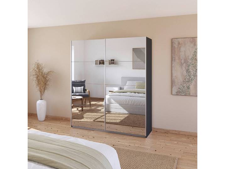 Armoire - Façade Miroir 181cm Gris/Gris métallisé