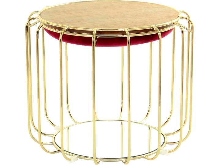 Beistelltisch KAYOOM Pouf Comfortable 110, abnehmbares und wendbares Oberteil , rot (rot, gold, gold), B:50cm H:45cm T:50cm, Eisen, MDF, Samtbezug, Schaumstoff, Spiegel, Tische, Beistelltisch, praktisch umzuwandeln in Tisch oder Hocker, mit Spiegelglas