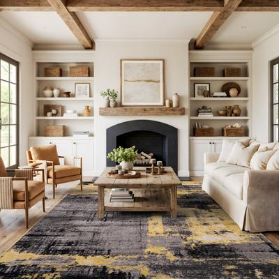 World Rug Gallery Modern Abstract Design Black Area Rug