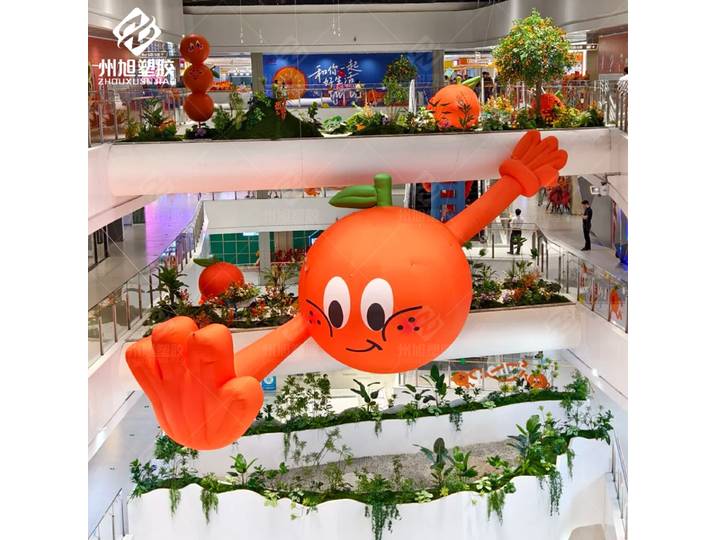 Modèle de poupée gonflable orange personnalisée avec souffleur, accessoires de décoration pour activités promotionnelles en extérieur