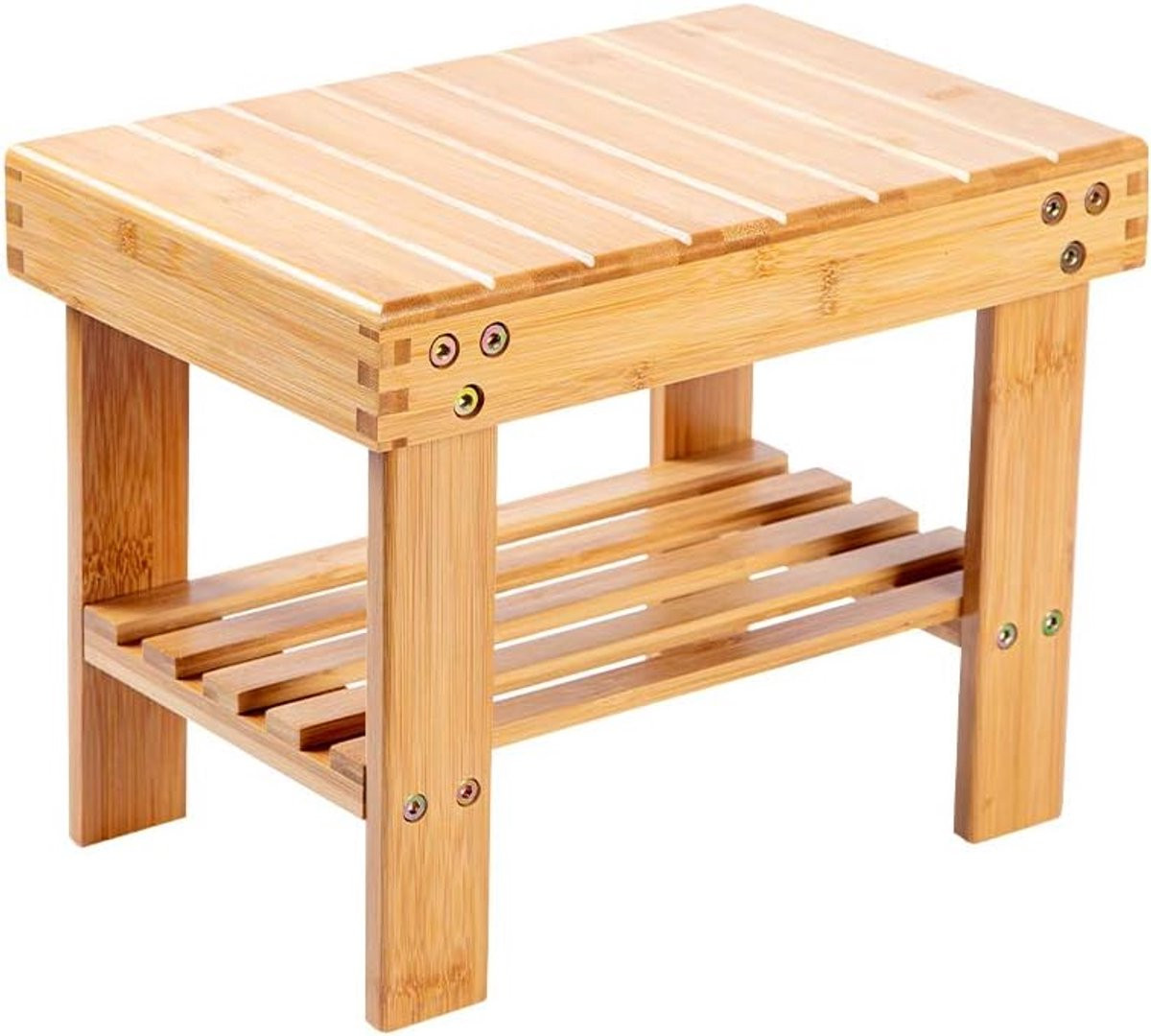SnelShoppen Multifunctionele Bamboe Step Stool - Lichtgewicht Voetsteun met Opslagplank voor Binnengebruik