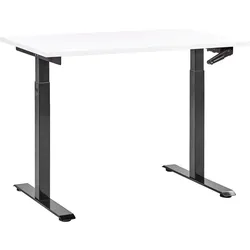 SCHREIBTISCH weißschwarz 120/72 cm manuell höhenverstellbar Destin III