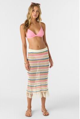 O'Neill s Ryan Stripe Skirt in Vanilla, Size Small