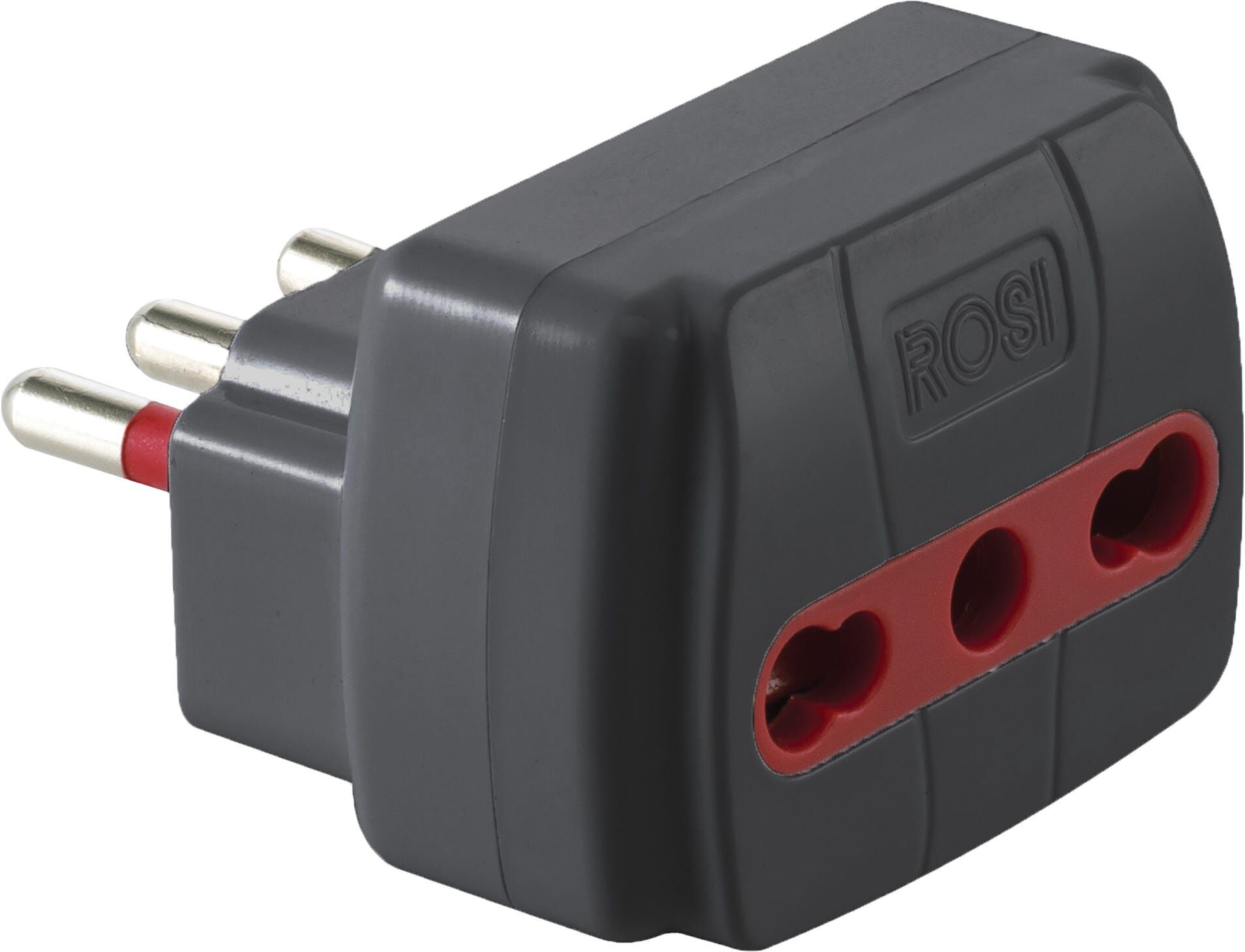 Tecnomat ADATTATORE ROSI SPINA 10A PRESA 10/16A PROTEZIONE SOVRACORRENTE COLORE NERO