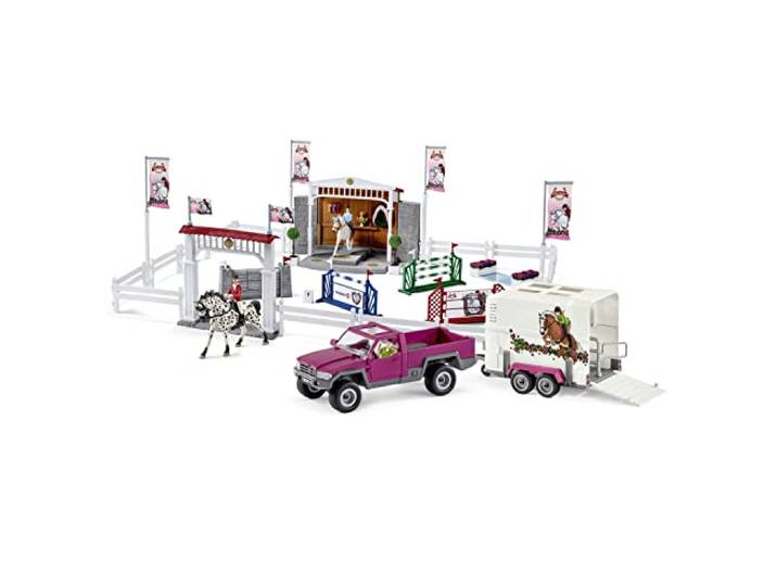 Schleich 72105 Großes Reitturnier mit Pick-Up und Pferdeanhänger, für Kinder ab 5 Jahren, Horse Club - Spielset