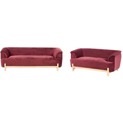 SOFA-SET 5-Sitzer Chenillegewebe Burgunderrot Alnor