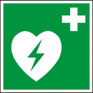 Abtec Hinweisschild ISO 7010 E010, Folie, 20 x 20 cm, Rettungszeichen, Defibrillator